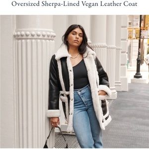 Oversized vegan leather coat